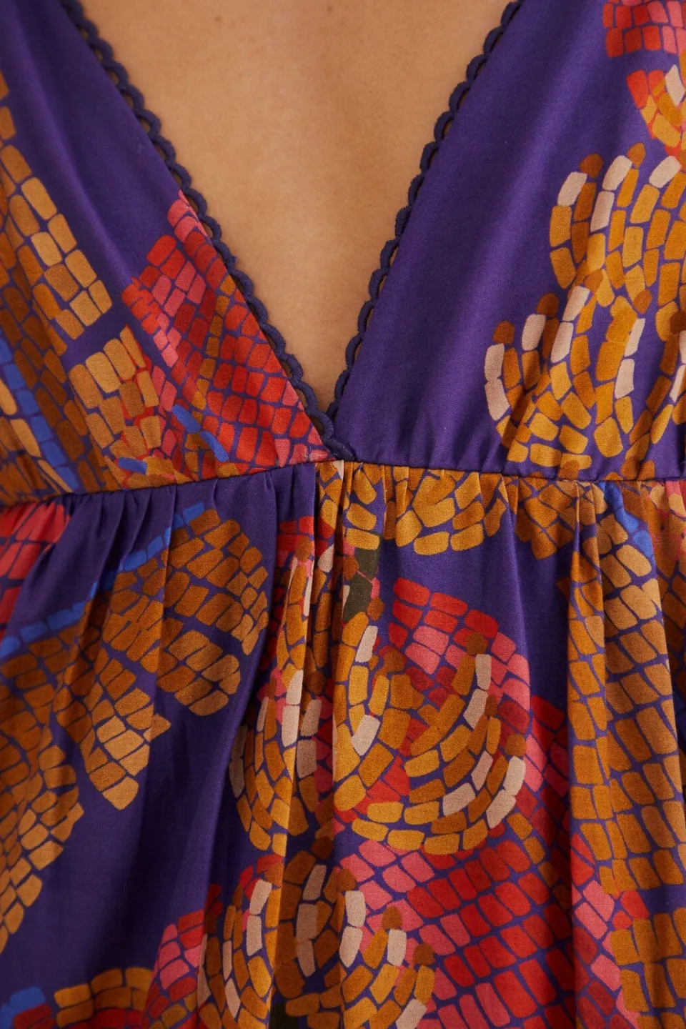 FARM Rio Robes Longues<Robe longue sans manches en mosaïque Blue Forest