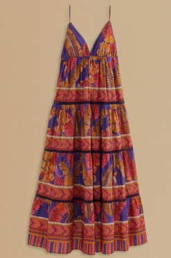FARM Rio Robes Longues<Robe longue sans manches en mosaïque Blue Forest