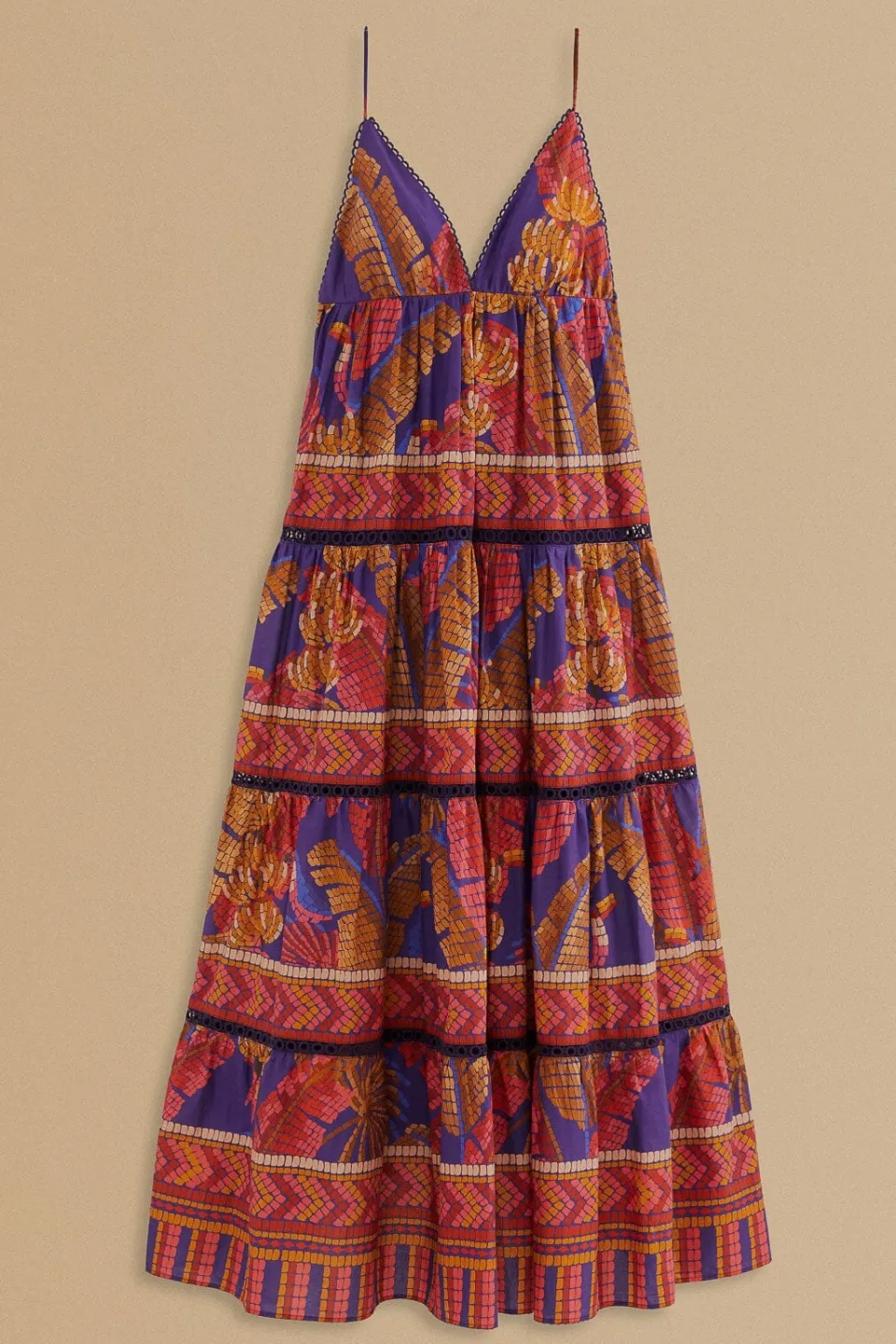 FARM Rio Robes Longues<Robe longue sans manches en mosaïque Blue Forest