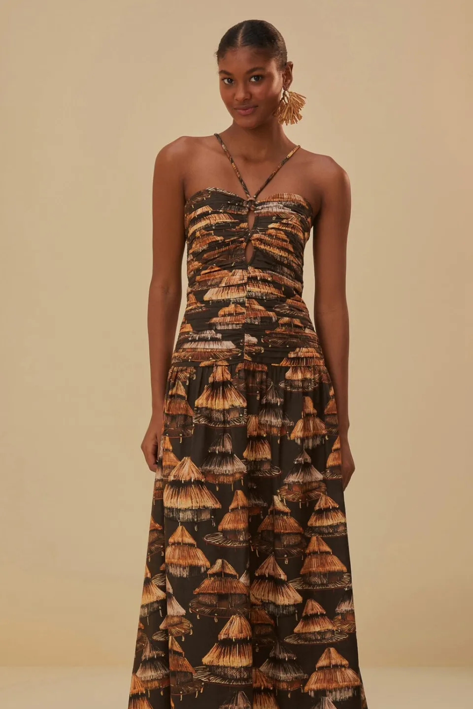 FARM Rio Robes Longues<Robe longue Shuhu marron sans manches