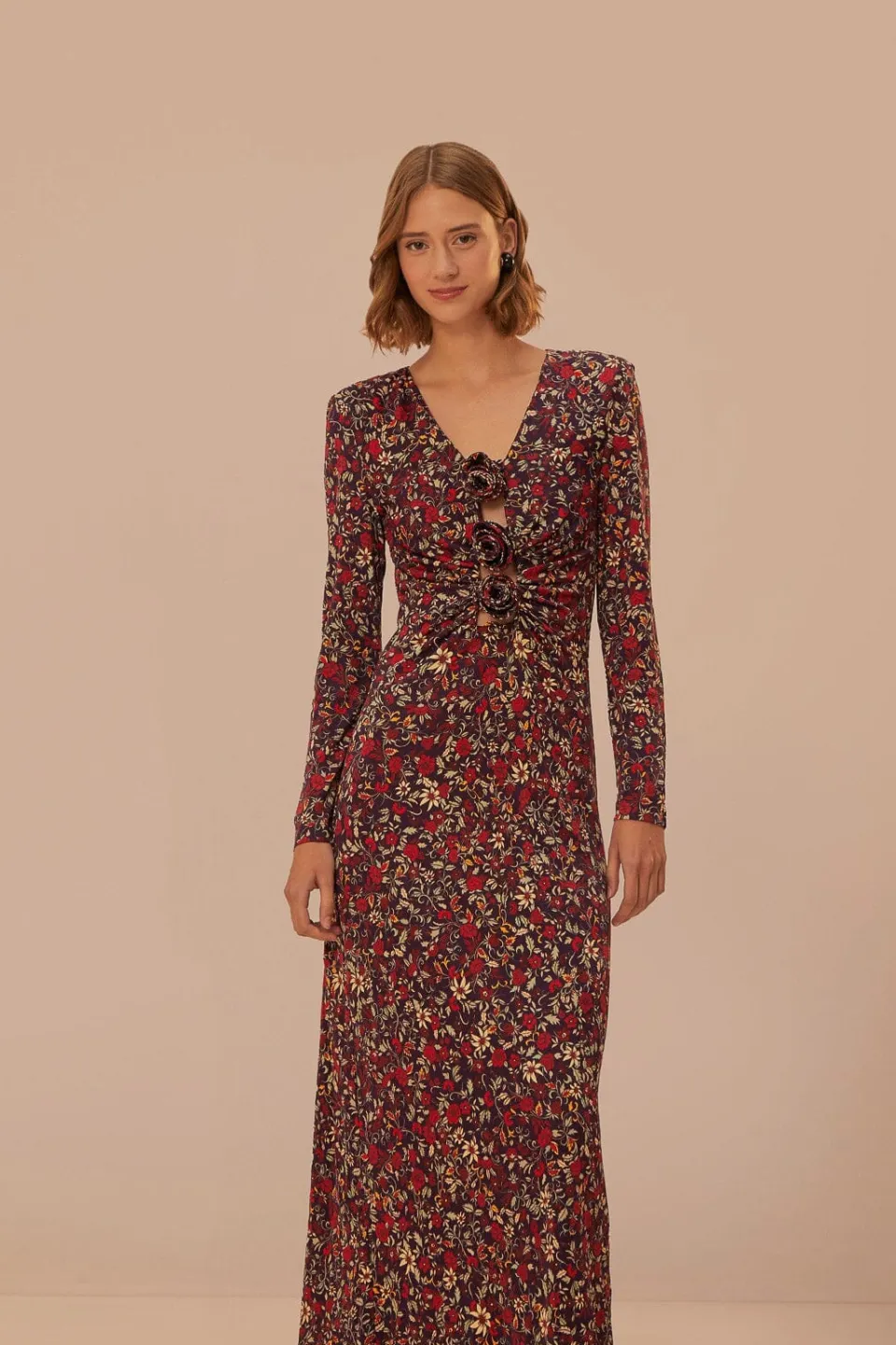 FARM Rio Robes Longues<Robe longue violette à nœuds et fleurs du jardin Chelsea