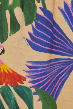 FARM Rio Robes Midi<Robe midi à col en V Sand Macaw Jungle