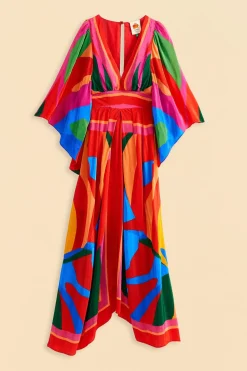FARM Rio Robes Midi<Robe midi à feuilles colorées