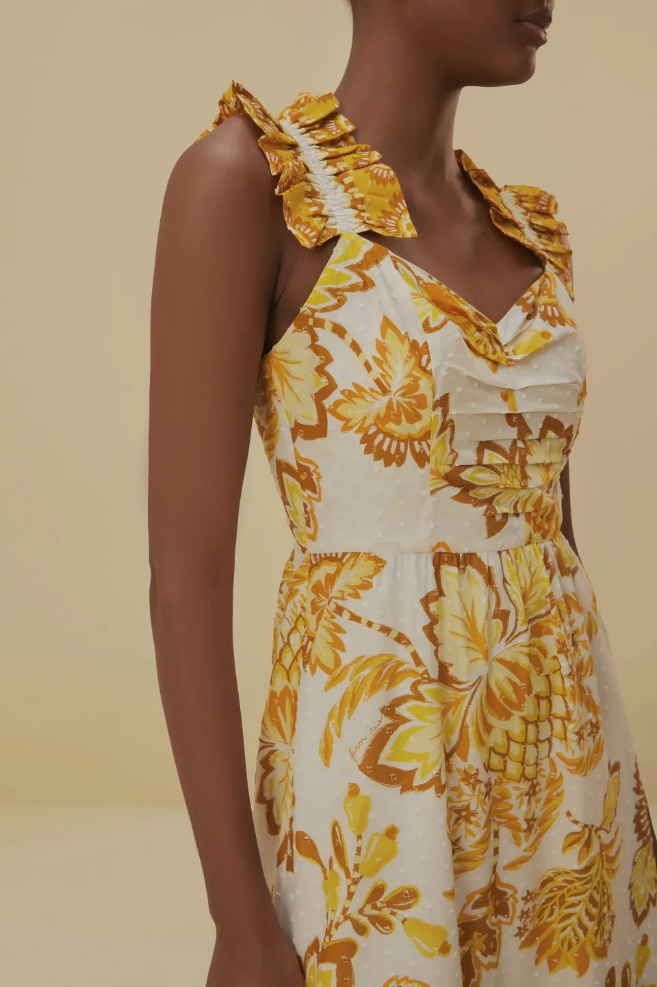 FARM Rio Robes Midi<Robe midi à fleurs Aura blanc cassé