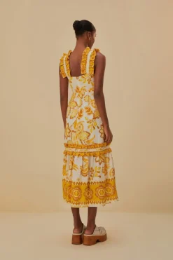 FARM Rio Robes Midi<Robe midi à fleurs Aura blanc cassé