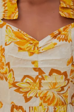 FARM Rio Robes Midi<Robe midi à fleurs Aura blanc cassé