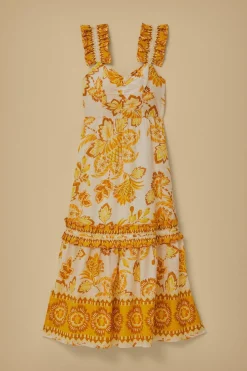 FARM Rio Robes Midi<Robe midi à fleurs Aura blanc cassé
