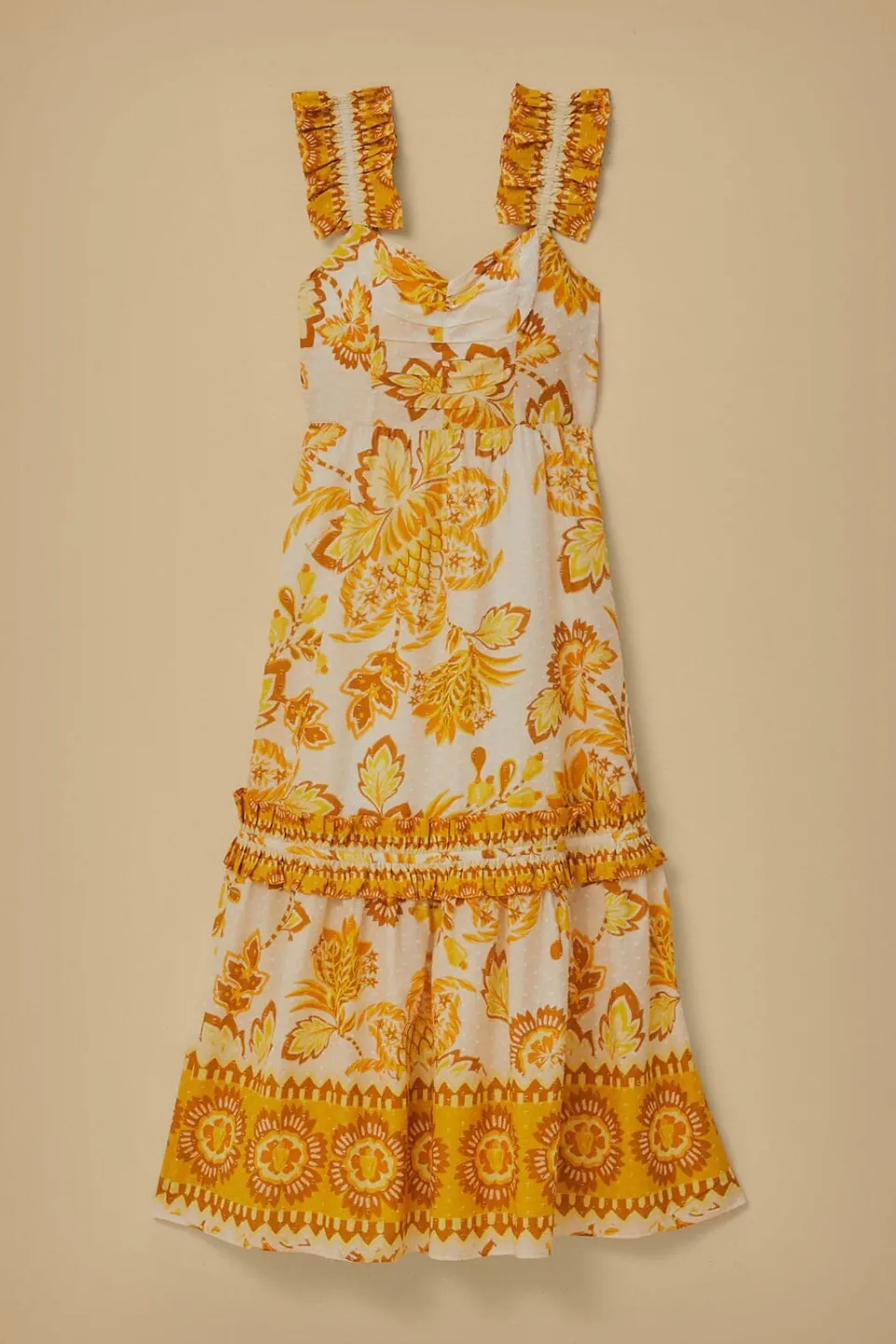 FARM Rio Robes Midi<Robe midi à fleurs Aura blanc cassé