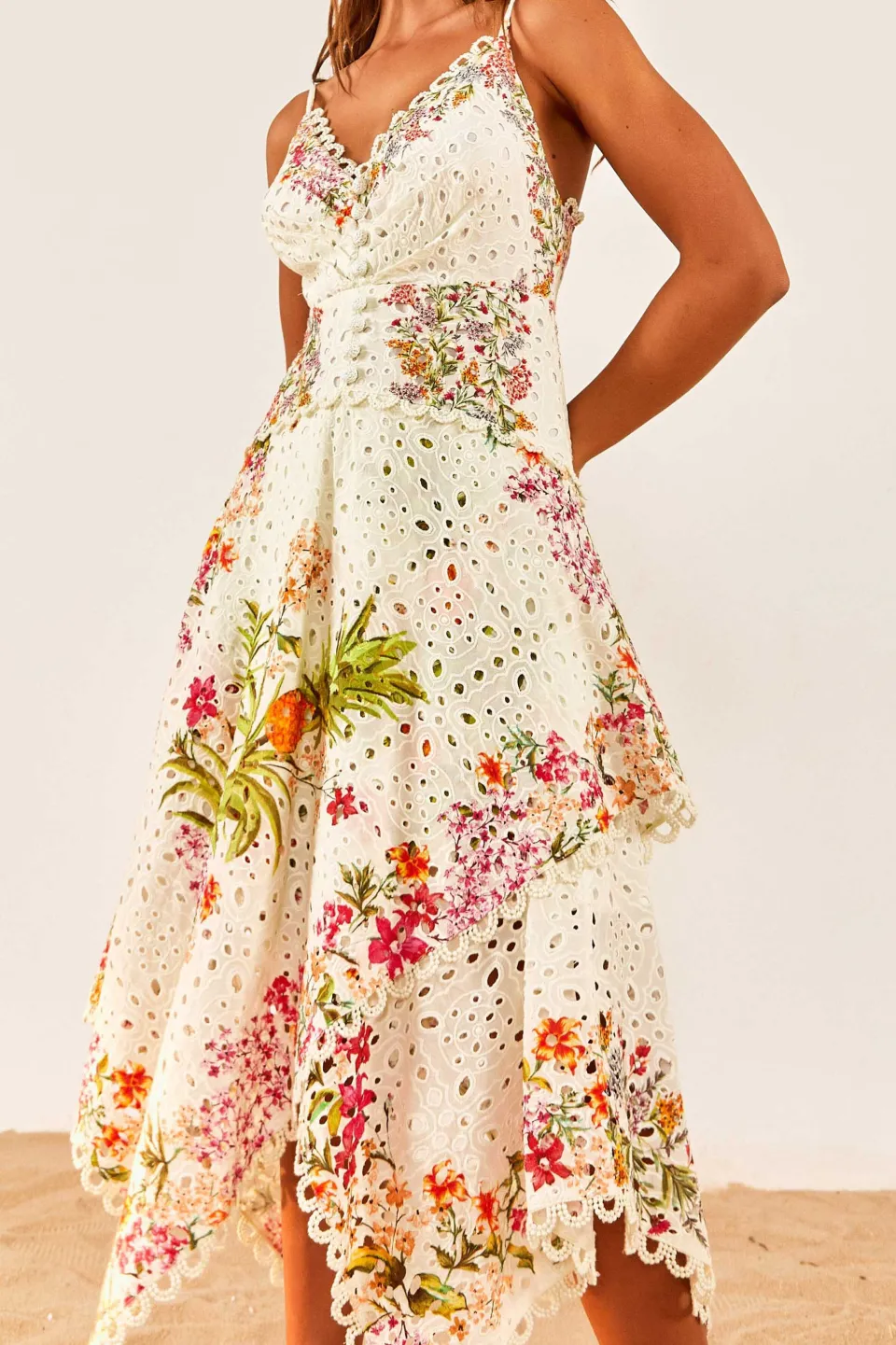 FARM Rio Robes Midi<Robe midi à foulards forestiers délicats | Asymétrique