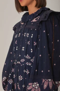 FARM Rio  Robes Midi<Robe midi à manches longues Ainika Martina bleu foncé