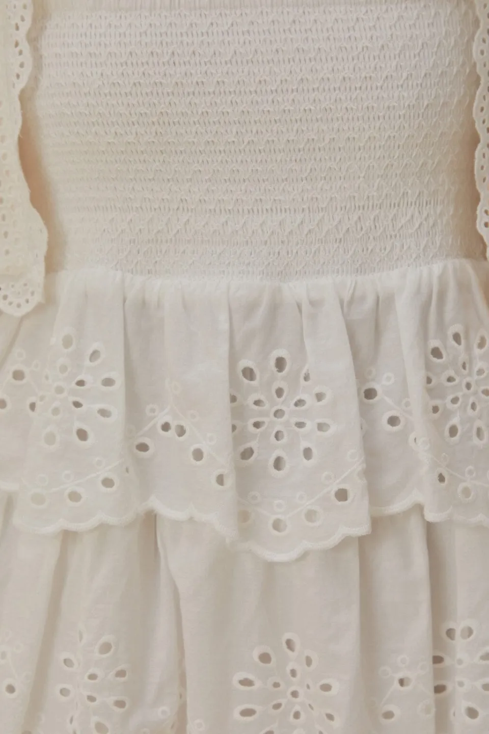 FARM Rio Robes Midi<Robe midi à volants brodés blanc cassé