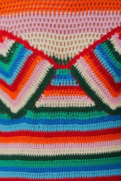 FARM Rio  Robes Midi<Robe midi au crochet à rayures colorées