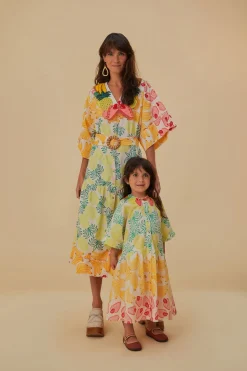 FARM Rio  Robes Midi<Robe midi blanc cassé à fruits tropicaux