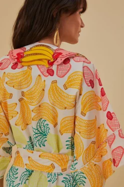 FARM Rio  Robes Midi<Robe midi blanc cassé à fruits tropicaux