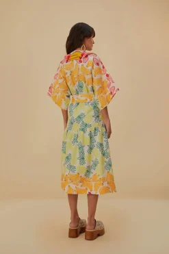 FARM Rio  Robes Midi<Robe midi blanc cassé à fruits tropicaux