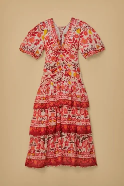 FARM Rio  Robes Midi<Robe midi blanc cassé à manches courtes Romantic Orchard