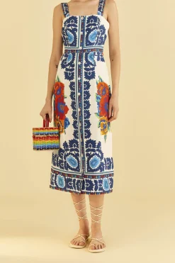 FARM Rio  Robes Midi<Robe midi blanc cassé à tapisserie de fleurs