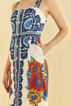 FARM Rio  Robes Midi<Robe midi blanc cassé à tapisserie de fleurs