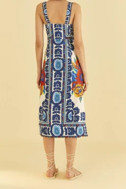 FARM Rio  Robes Midi<Robe midi blanc cassé à tapisserie de fleurs