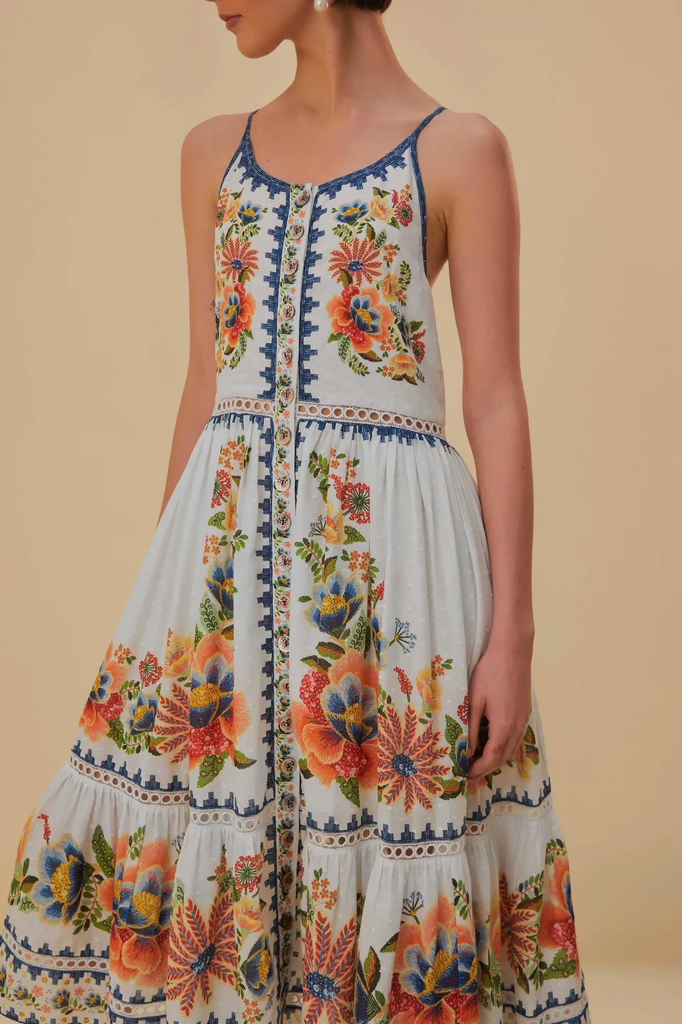 FARM Rio Robes Midi<Robe midi blanc cassé Delicate Garden