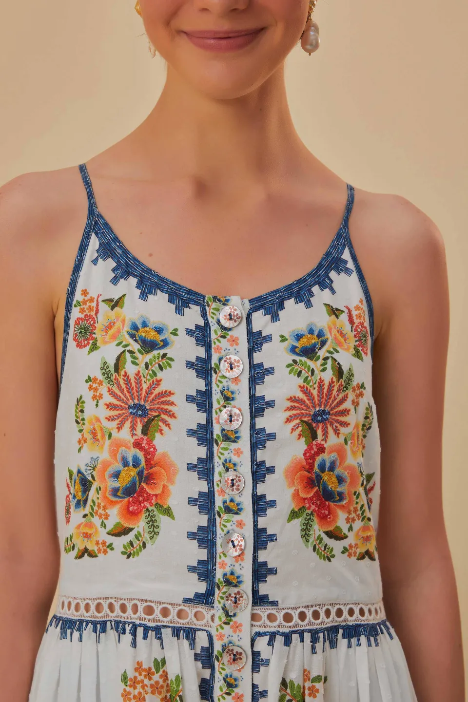 FARM Rio Robes Midi<Robe midi blanc cassé Delicate Garden