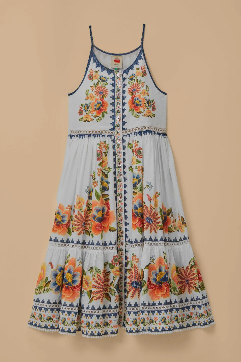 FARM Rio Robes Midi<Robe midi blanc cassé Delicate Garden