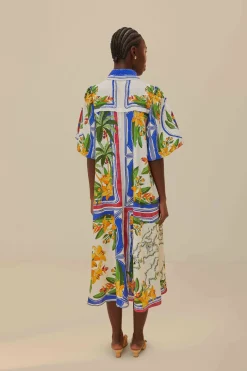 FARM Rio  Robes Midi<Robe midi blanc cassé Destination tropicale