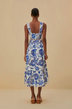 FARM Rio  Robes Midi<Robe midi blanc cassé Flowerful Birds Lenzing™ Ecovero™ Euroflax™