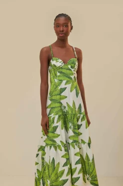 FARM Rio  Robes Midi<Robe midi blanc cassé Palm Fan