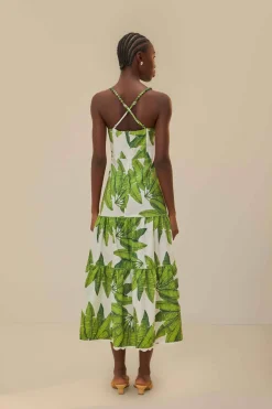 FARM Rio  Robes Midi<Robe midi blanc cassé Palm Fan