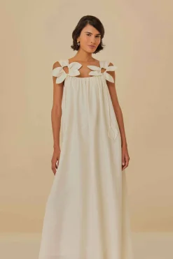 FARM Rio  Robes Midi<Robe midi blanche à détails floraux Lenzing™ Ecovero™ Euroflax™
