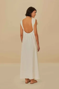 FARM Rio Robes Midi<Robe midi blanche à détails floraux Lenzing™ Ecovero™ Euroflax™