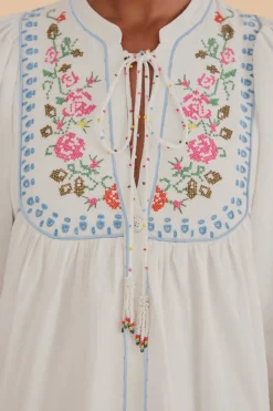 FARM Rio  Robes Midi<Robe midi brodée blanc cassé