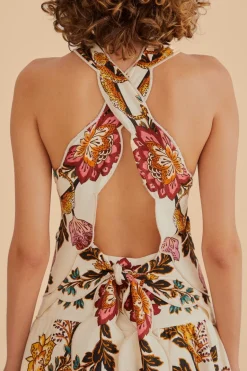 FARM Rio  Robes Midi<Robe midi découpée à fleurs léopard sable