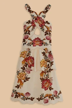 FARM Rio  Robes Midi<Robe midi découpée à fleurs léopard sable