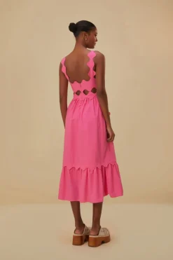 FARM Rio  Robes Midi<Robe midi découpée en coton biologique rose