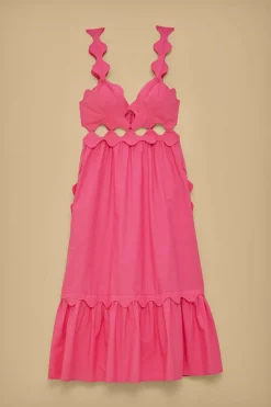 FARM Rio  Robes Midi<Robe midi découpée en coton biologique rose