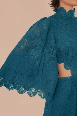 FARM Rio  Robes Midi<Robe midi découpée en guipure verte