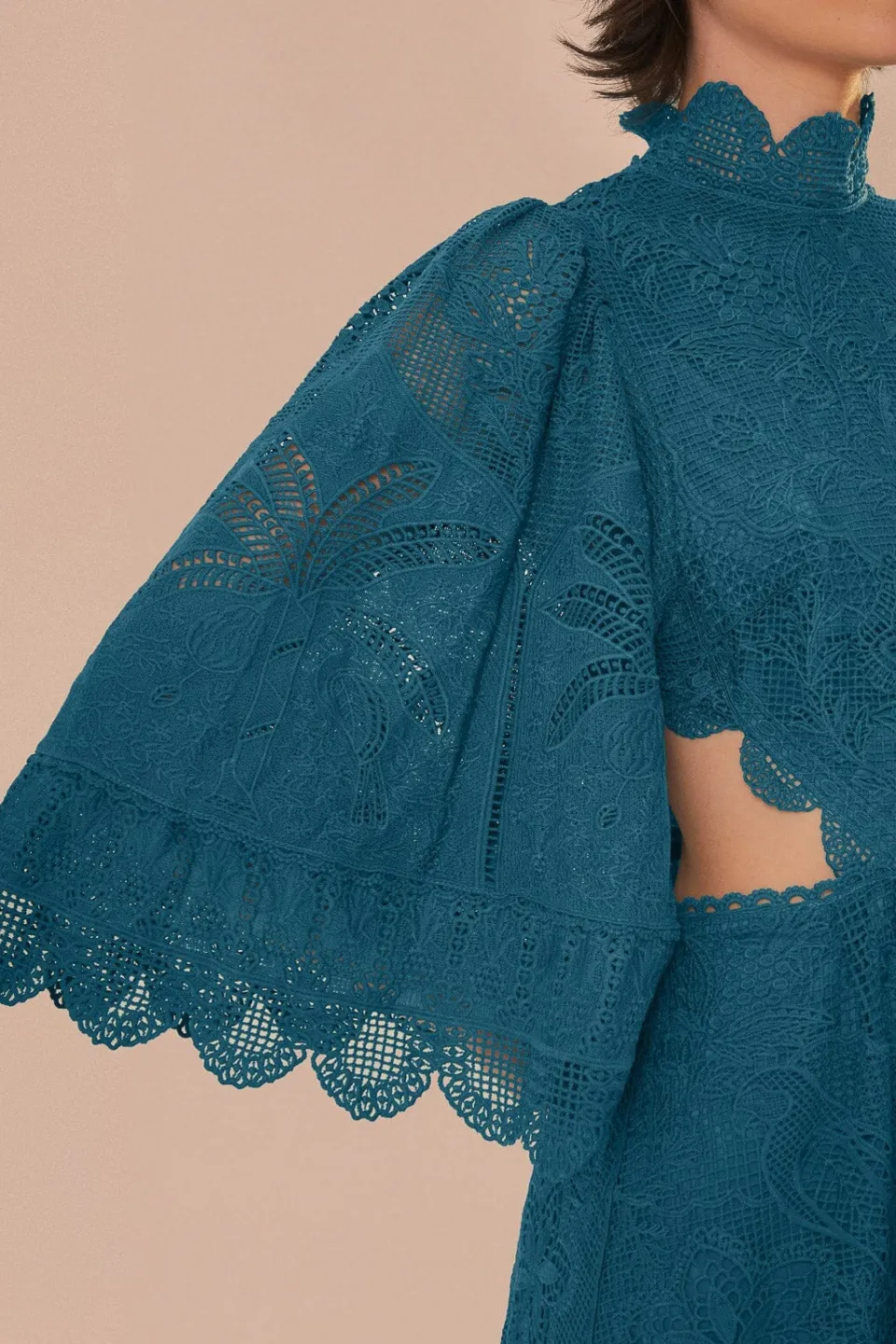 FARM Rio Robes Midi<Robe midi découpée en guipure verte