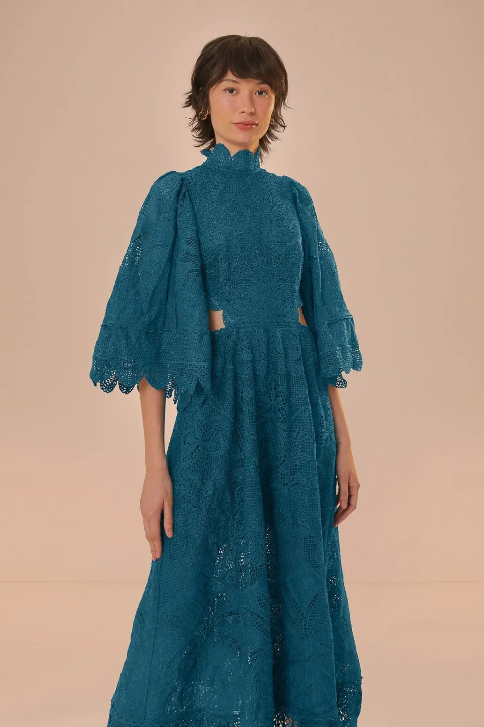 FARM Rio Robes Midi<Robe midi découpée en guipure verte