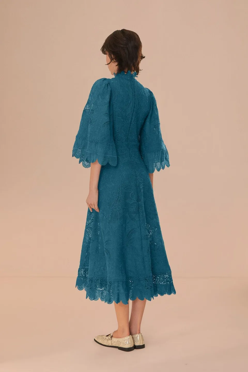 FARM Rio Robes Midi<Robe midi découpée en guipure verte