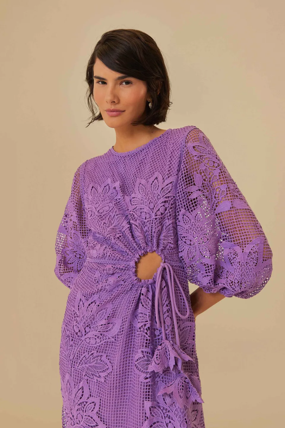 FARM Rio Robes Midi<Robe midi découpée en guipure lilas