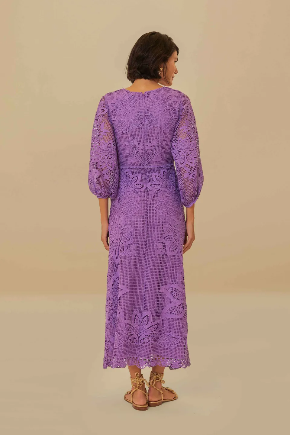 FARM Rio Robes Midi<Robe midi découpée en guipure lilas