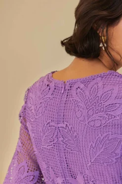 FARM Rio Robes Midi<Robe midi découpée en guipure lilas
