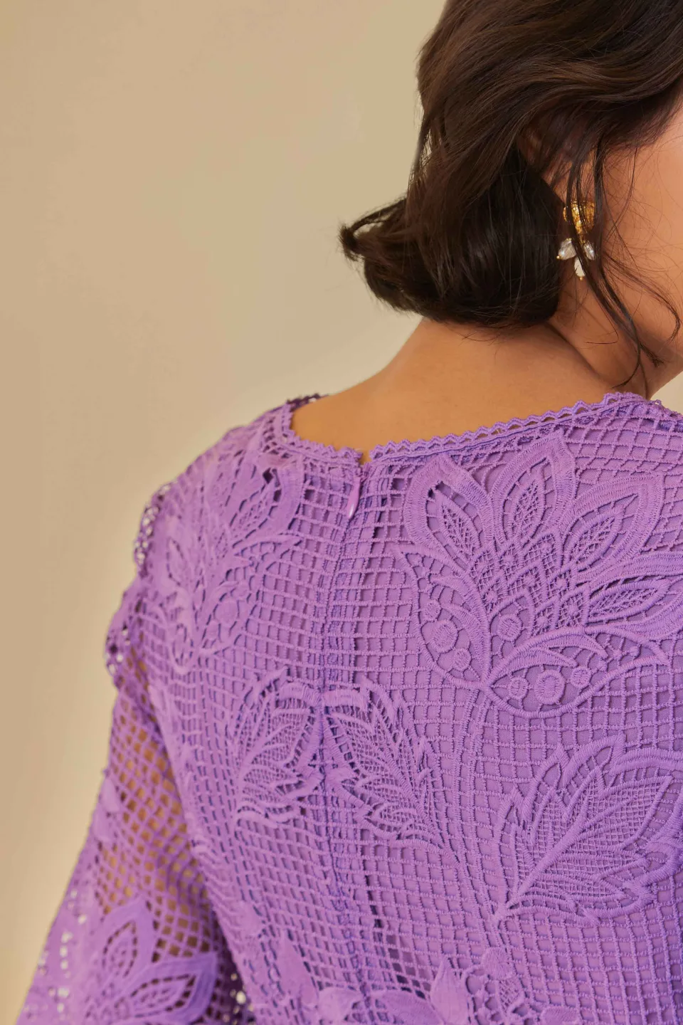FARM Rio Robes Midi<Robe midi découpée en guipure lilas