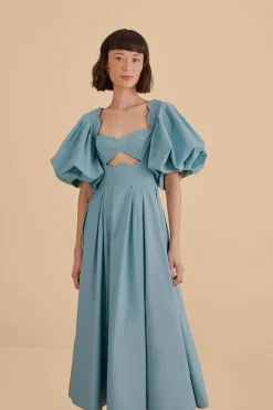 FARM Rio Robes Midi<Robe midi découpée gris bleu