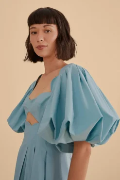FARM Rio  Robes Midi<Robe midi découpée gris bleu
