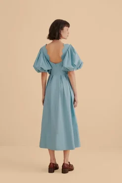 FARM Rio  Robes Midi<Robe midi découpée gris bleu