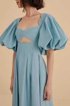 FARM Rio  Robes Midi<Robe midi découpée gris bleu
