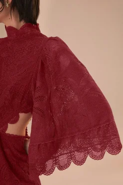 FARM Rio  Robes Midi<Robe Midi Découpée Guipire Magenta Foncé